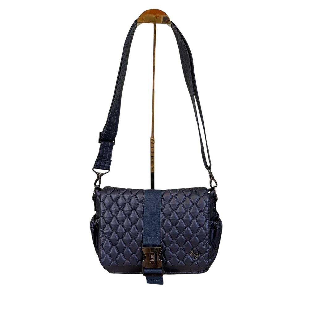LUG Harness Crossbody Shoulder Bag Metallic Adult Quilted Blue